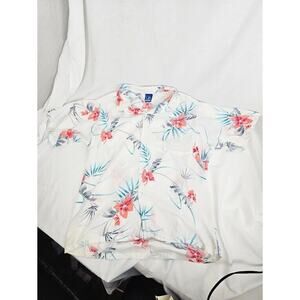 Vintage OP Ocean Pacific Floral Hawaiian Shirt White XL